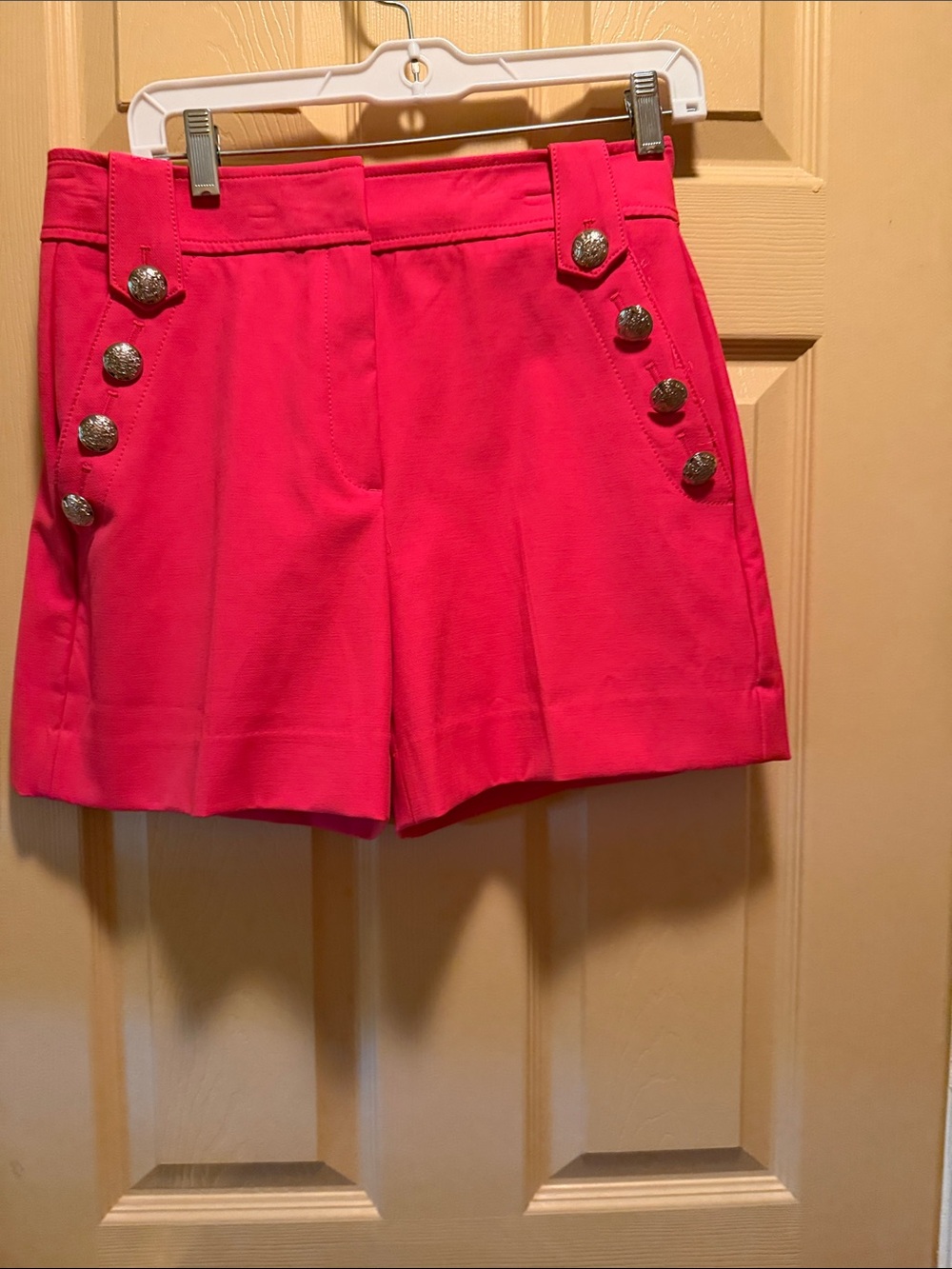 High-Rise Pink Button-Accent Women’s Shorts